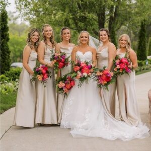 Birdy Grey Neutral Champagne Bridesmaid Dress Size XS